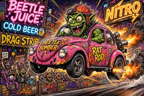 Cartoon Monster Rat Rod Drag Race