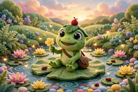 Cute Felt Frog Scene