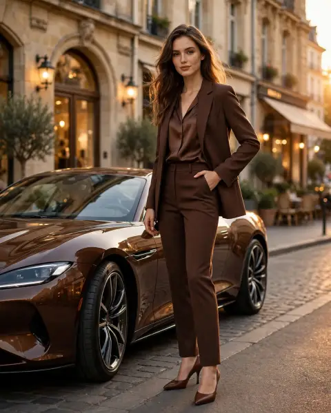 Luxury Fashion Editorial with Sports Sedan