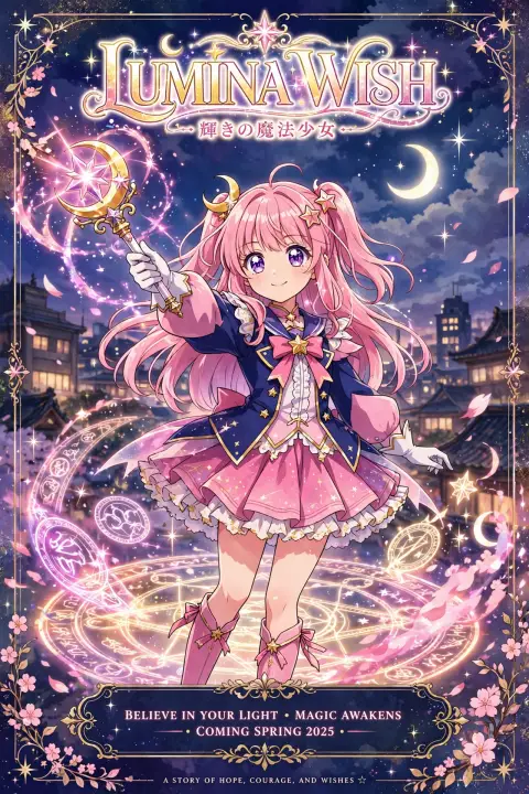Magic Girl Anime Key Visual Prompt for Nano Banana Pro