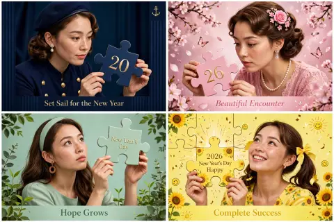 New Year's Day Special: Four-Panel Puzzle for 2026 Blessing