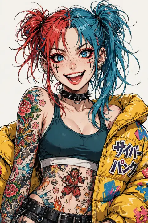 Punk Style Split-Dye Anime Woman
