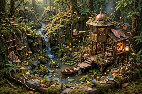 Rainforest Wildlife Observation Station Miniature World