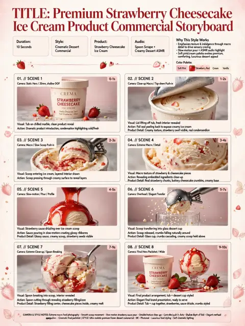 Strawberry Cheesecake Ice Cream Storyboard