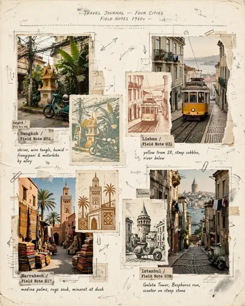 Vintage Travel Journal Collage
