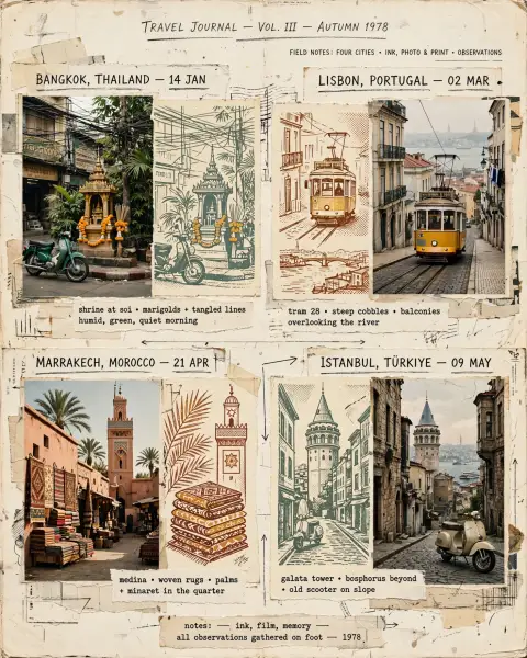 Vintage Travel Journal Editorial Collage