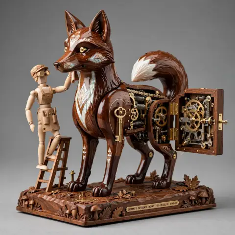 Woodpunk Kinetic Sculpture Automaton