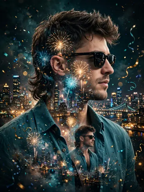 New Year 2026 Double-Exposure Greeting Prompt