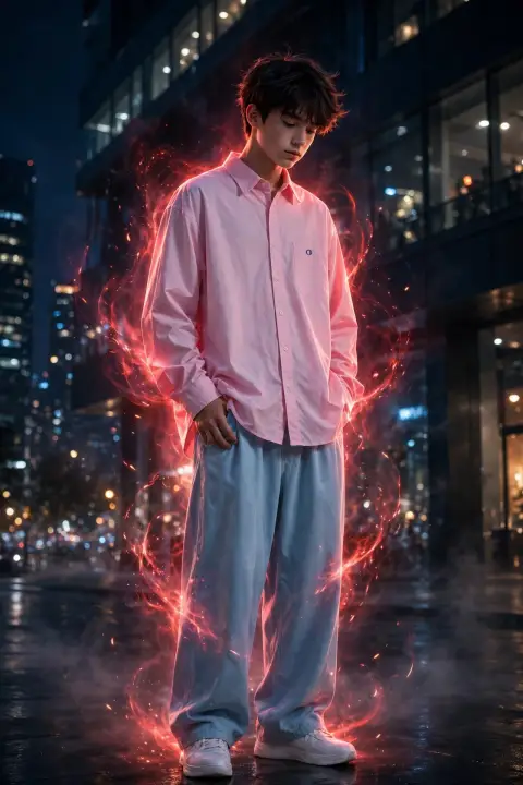 Red Energy Aura Street Portrait