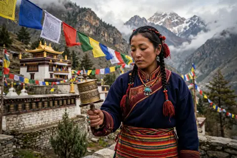 Tibetan Woman Prayer