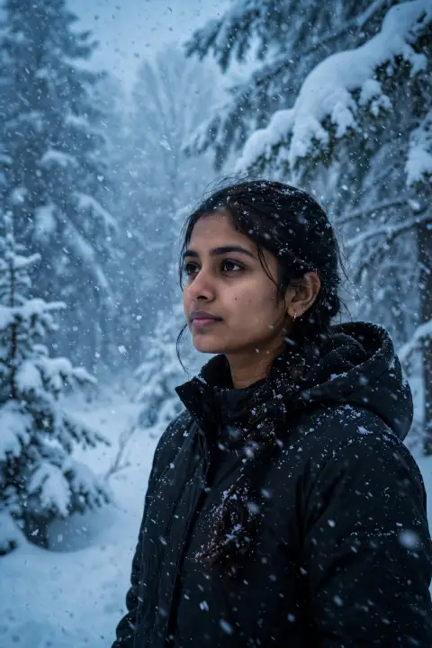 Winter Snowfall Girl