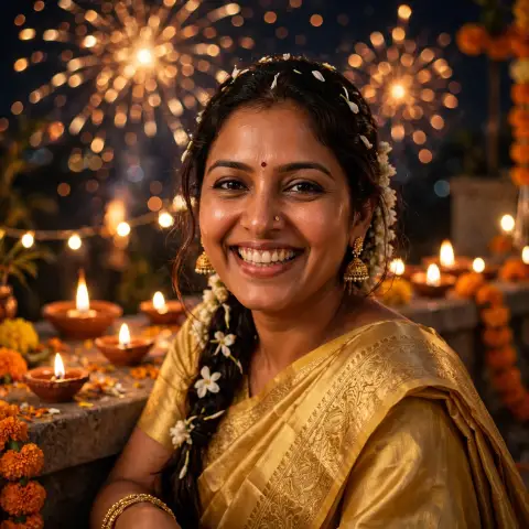 Woman Diwali Celebration
