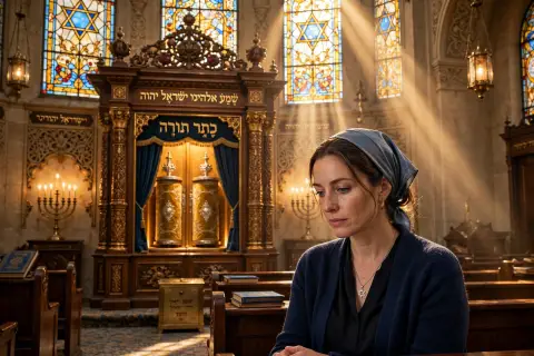 Woman Synagogue Interior